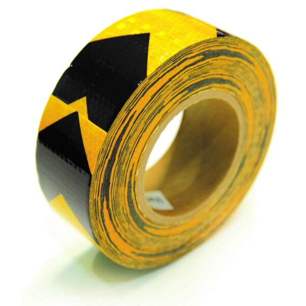 REFLECTIVE TAPE YELLOW/BLACK ARROW DESIGN 5cm*25mtr