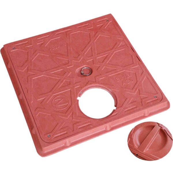 MANHOLE COVER FIBERGLASS CLEAR OPENING 30*30cm FRAME SIZE 40*40cm LOAD CAPACITY 4TONS RED ALZAMIL