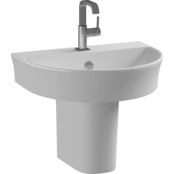 WASH BASIN WITH HALF PEDESTAL EROS REVE WHITE INDIA 52X45CM